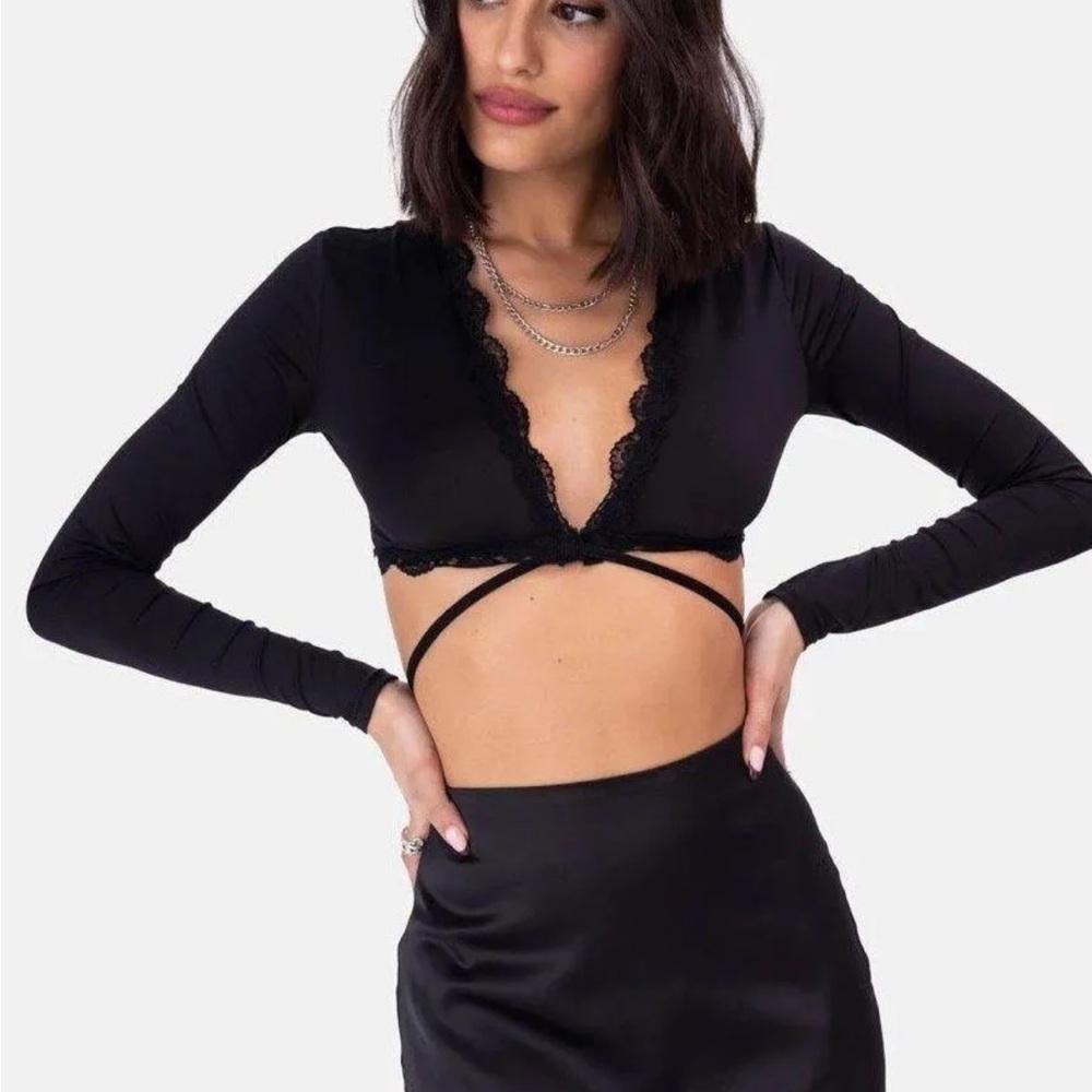 Elegant Silk Black Lace Trim Laced Skirt